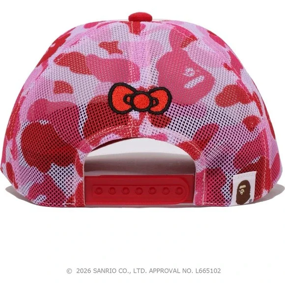 A BATHING APE Sanrio Hello Kitty ABC CAMO MESH CAP HAT Pink ONE SIZE ❤️✅ IN HAND - Picture 5 of 12